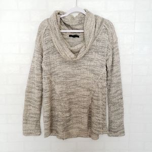 Sanctuary Beige Metallic Marled Cowl Neck Sweater